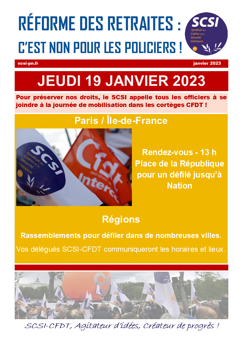 RÉFORME DES RETRAITES : C’EST NON POUR LES POLICIERS !