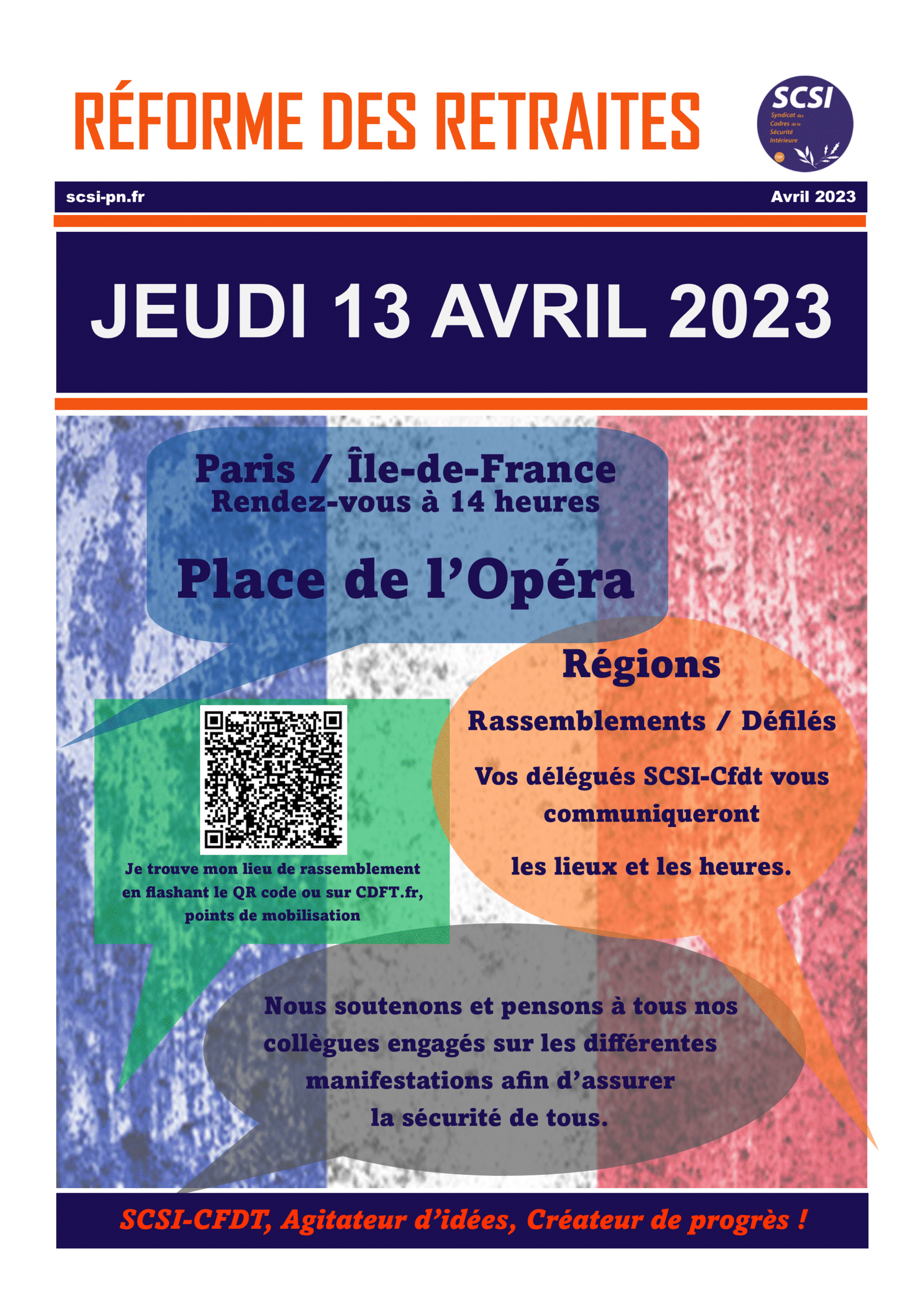 MANIFESTATION DU JEUDI 13 AVRIL 2023 – RÉFORME DES RETRAITES