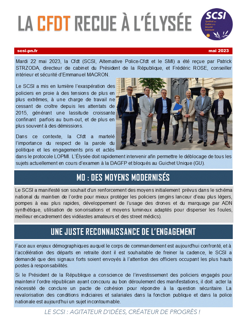 LA CFDT RECUE À L’ÉLYSÉE