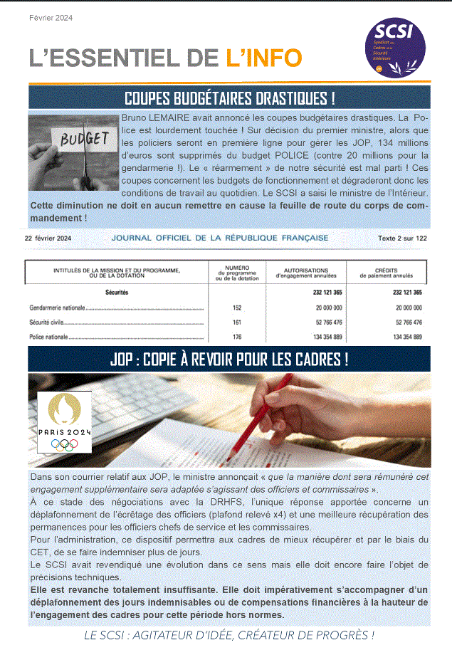 L’ESSENTIEL DE L’INFO DE FÉVRIER 2024