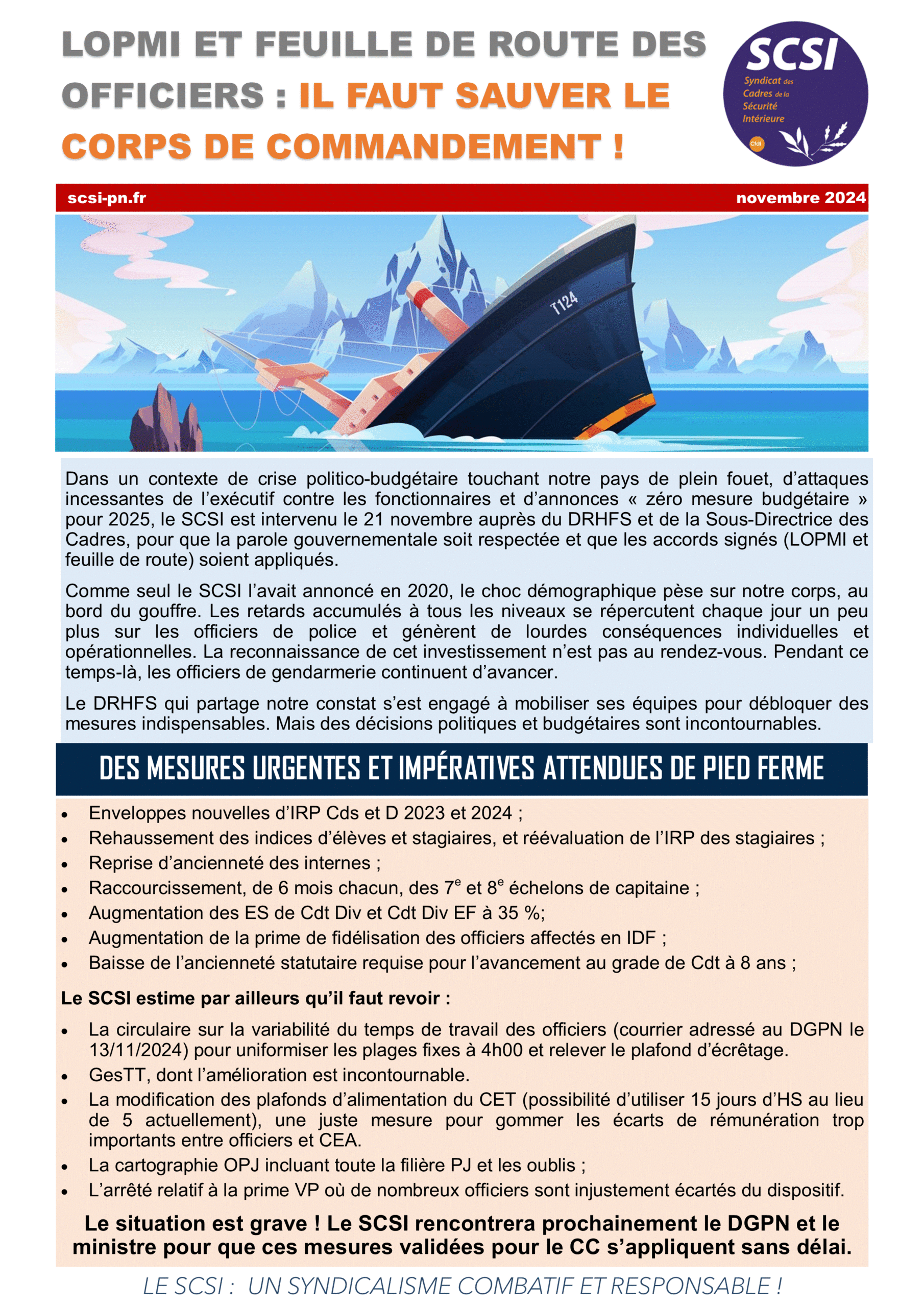 LOPMI ET FEUILLE DE ROUTE DES OFFICIERS : IL FAUT SAUVER LE CORPS DE COMMANDEMENT !
