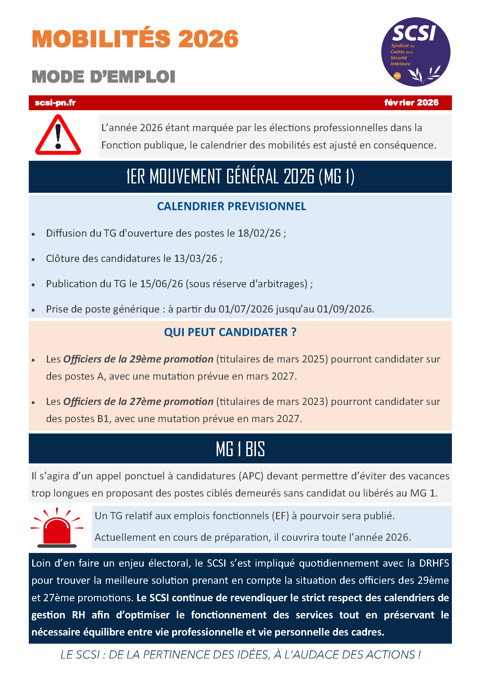 MOBILITÉS 2026 MODE D’EMPLOI