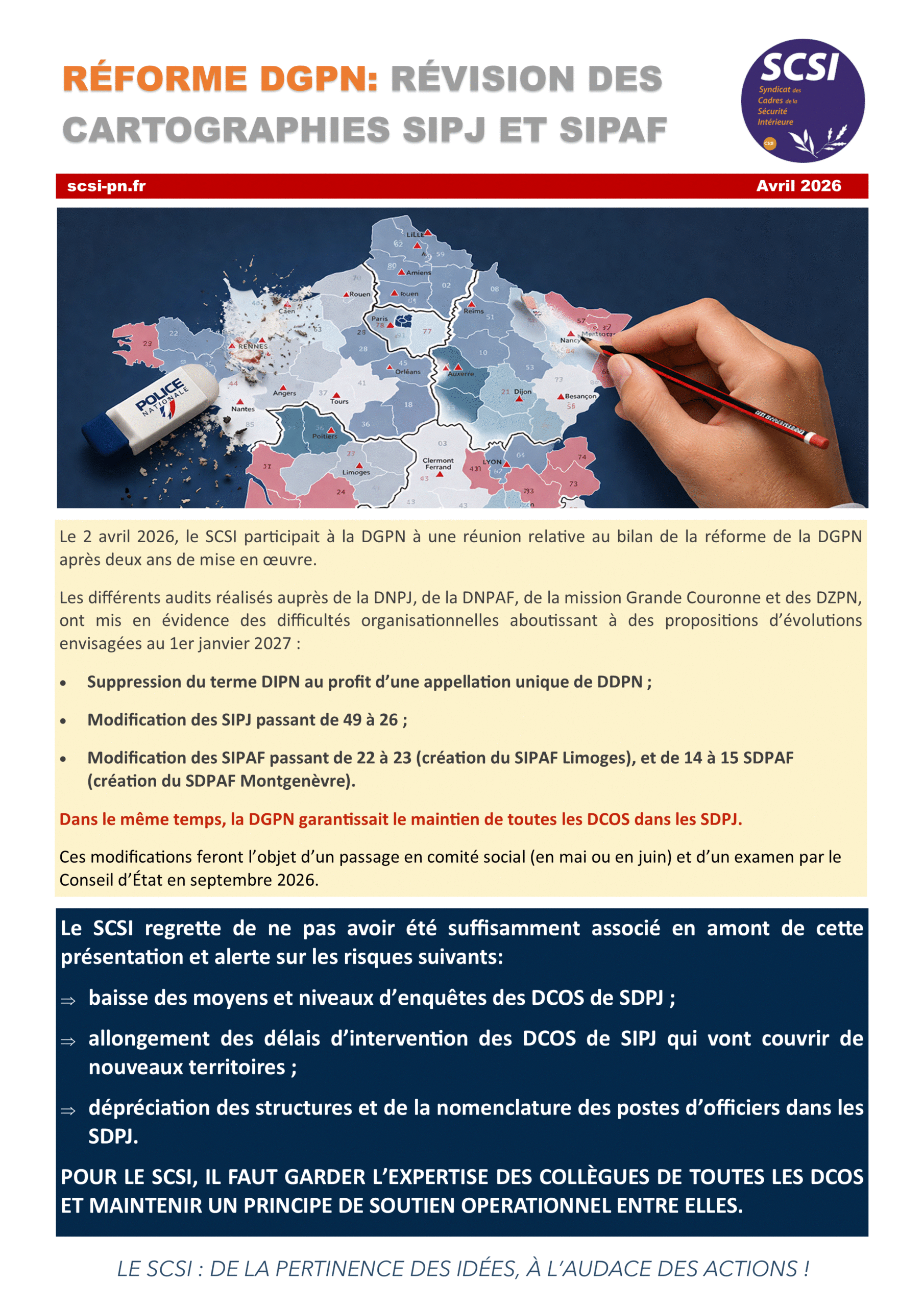 RÉFORME DGPN : RÉVISION DES CARTOGRAPHIES SIPJ ET SIPAF