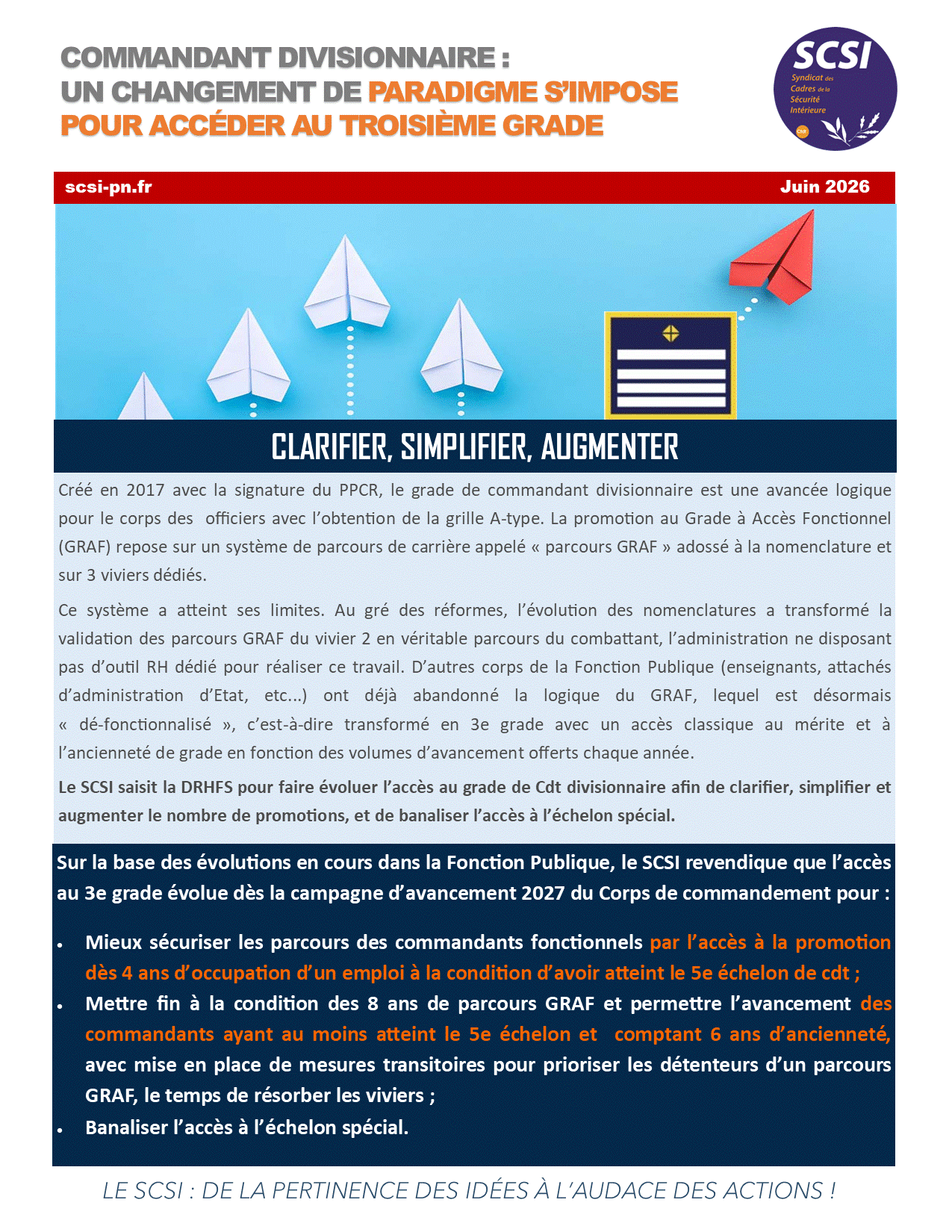 COMMANDANT DIVISIONNAIRE : UN CHANGEMENT DE PARADIGME S’IMPOSE POUR ACCÉDER AU TROISIÈME GRADE
